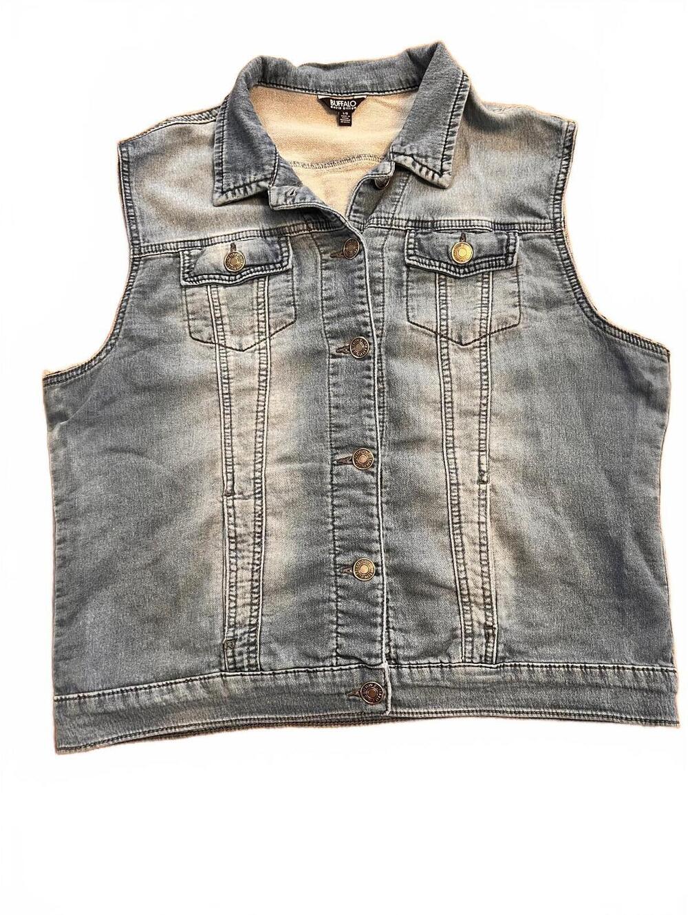 Buffalo David Bitton Light Wash Denim Vest Large